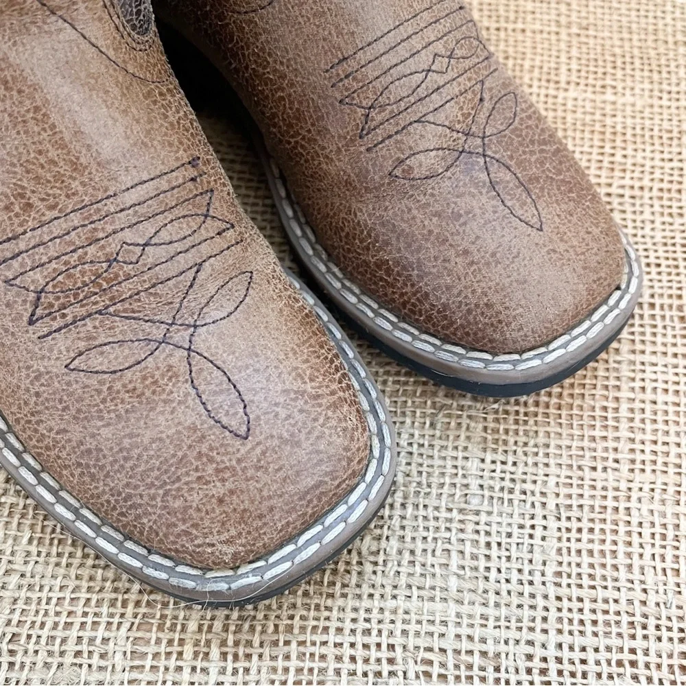 Old West Kid’s Western Cowboy Boots Unisex 9.5D Vintage Tan